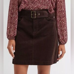 NWT- Loft Brushed Corduroy Belted Mini Skirt